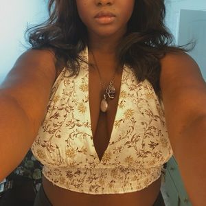 White patterned halter top